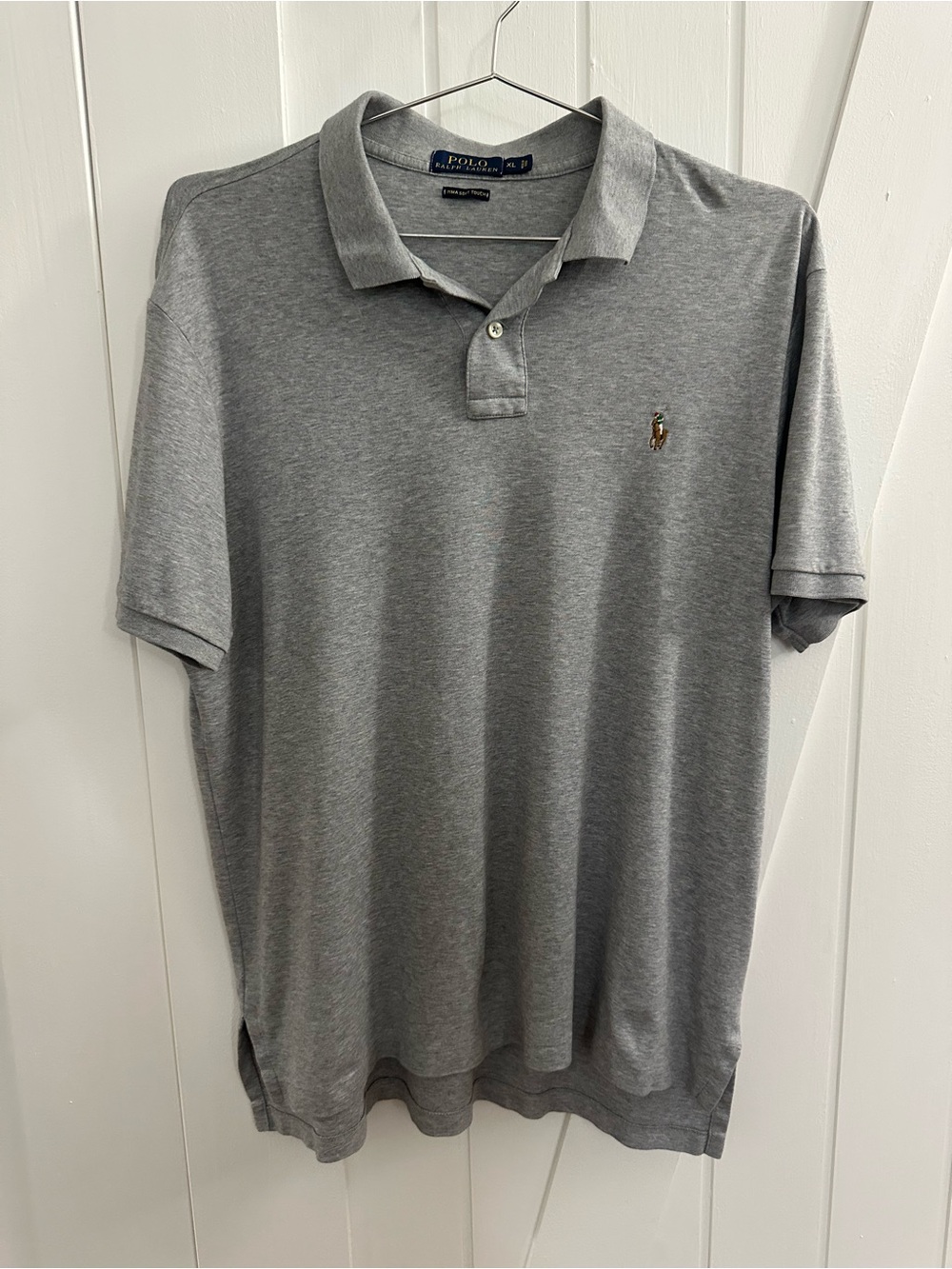 Ralph Lauren Gray Short-Sleeve Pima Soft Touch Cotton Polo Shirt - Size XL